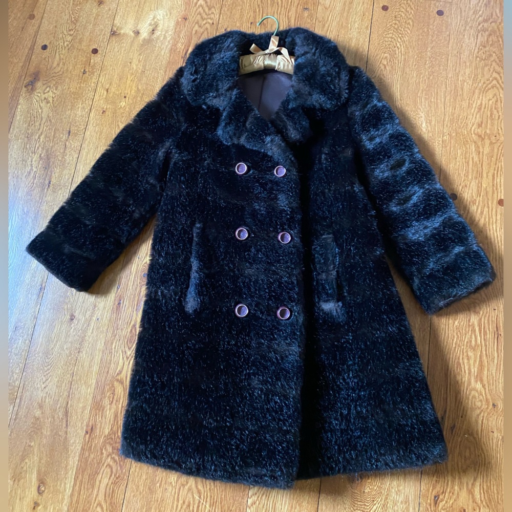 Dark Mahogany Brown Vintage Mink faux Fur Coat